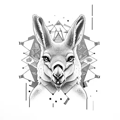 Hip-hop artist with a kangaroo DJ scratching records tattoo design idea