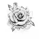 A cross with a thorn crown surrounded by rosesroses tattoo design idea
