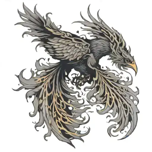 Kintsugi Phoenix rising tattoo design idea