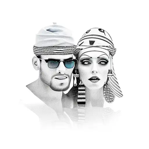 girlfriend and boyfriend on vacation in Egypt  tattoo design idea
