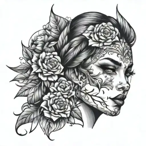 women face tattoo design idea
