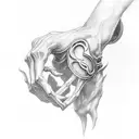 Elden Ring logo that has rigns going around the wrist tattoo design idea