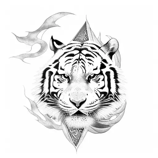  a white tiger-dragon hybrid tattoo design idea