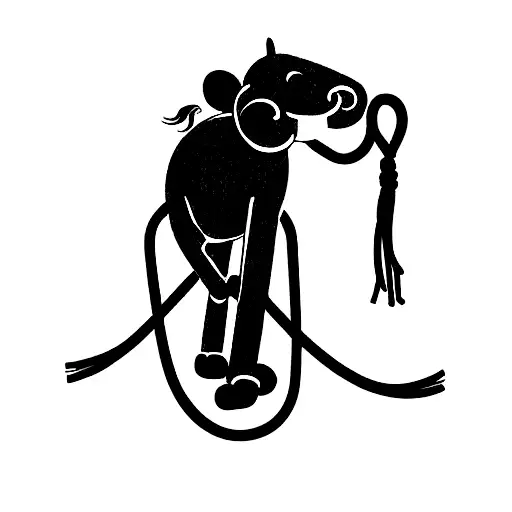 horse pulling monkey and elephat with rope tattoo design idea