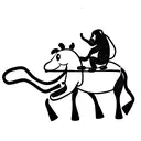 horse pulling monkey and elephat with rope tattoo design idea