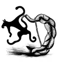 horse pulling monkey and elephat with rope tattoo design idea