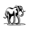 horse pulling monkey and elephat with rope tattoo design idea