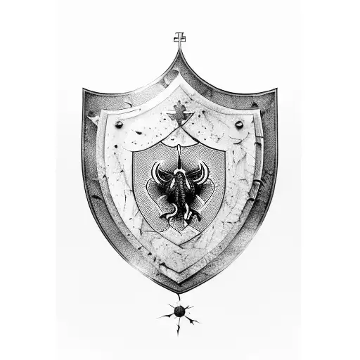 cracked shield with john 15:13 tattoo design idea