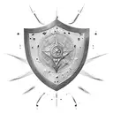 cracked shield with john 15:13 tattoo design idea