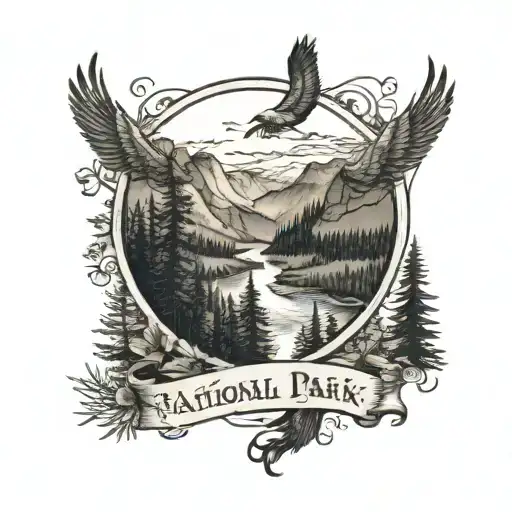 national park logo tattoo design idea