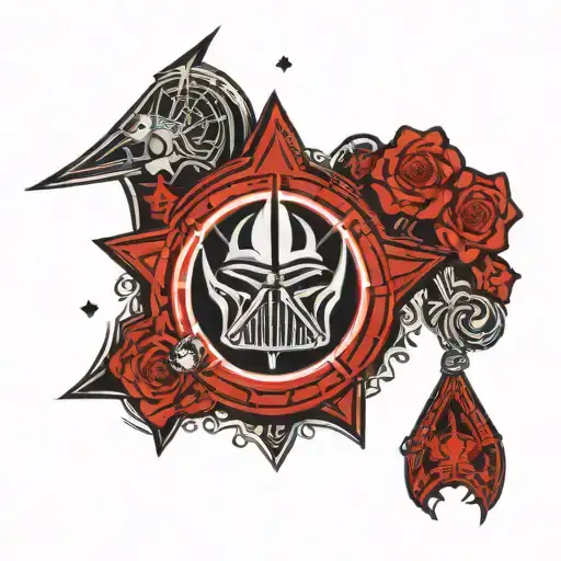 An intricate design featuring the Sith Symbol, the Jedi Order Symbol and the Rebel Symbol from Star Wars tattoo design idea