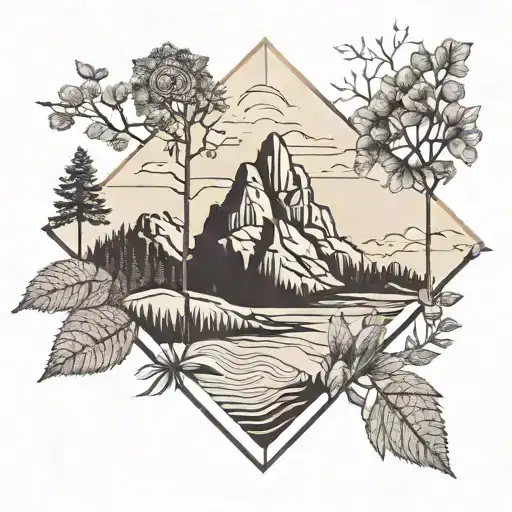 A geometric pattern inspired by the topography of a beloved national park, symbolizing the wanderer's connection to nature tattoo design idea