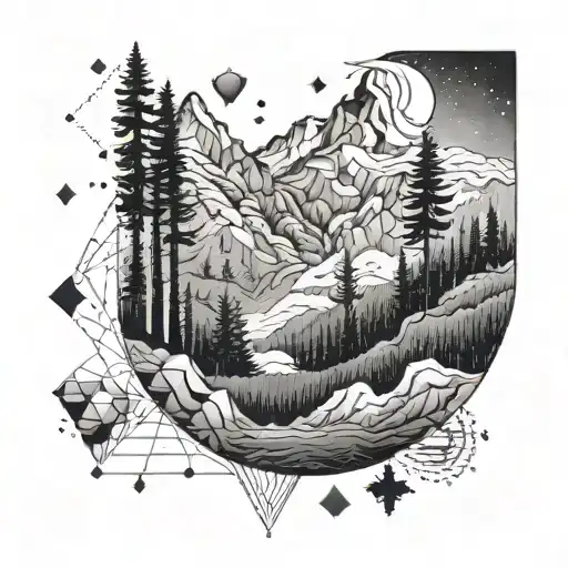 A geometric pattern inspired by the topography of a beloved national park, symbolizing the wanderer's connection to nature tattoo design idea