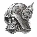 An intricate dotwork pattern featuring the Rebel Alliance symbol and Darth Vader's helmet tattoo design idea