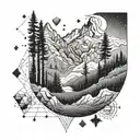 A geometric pattern inspired by the topography of a beloved national park, symbolizing the wanderer's connection to nature tattoo design idea