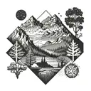 A geometric pattern inspired by the topography of a beloved national park, symbolizing the wanderer's connection to nature tattoo design idea