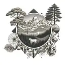 A geometric pattern inspired by the topography of a beloved national park, symbolizing the wanderer's connection to nature tattoo design idea