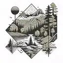 A geometric pattern inspired by the topography of a beloved national park, symbolizing the wanderer's connection to nature tattoo design idea