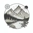 A geometric pattern inspired by the topography of a beloved national park, symbolizing the wanderer's connection to nature tattoo design idea