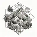 A geometric pattern inspired by the topography of a beloved national park, symbolizing the wanderer's connection to nature tattoo design idea
