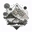 A geometric pattern inspired by the topography of a beloved national park, symbolizing the wanderer's connection to nature tattoo design idea