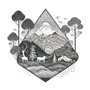A geometric pattern inspired by the topography of a beloved national park, symbolizing the wanderer's connection to nature tattoo design idea