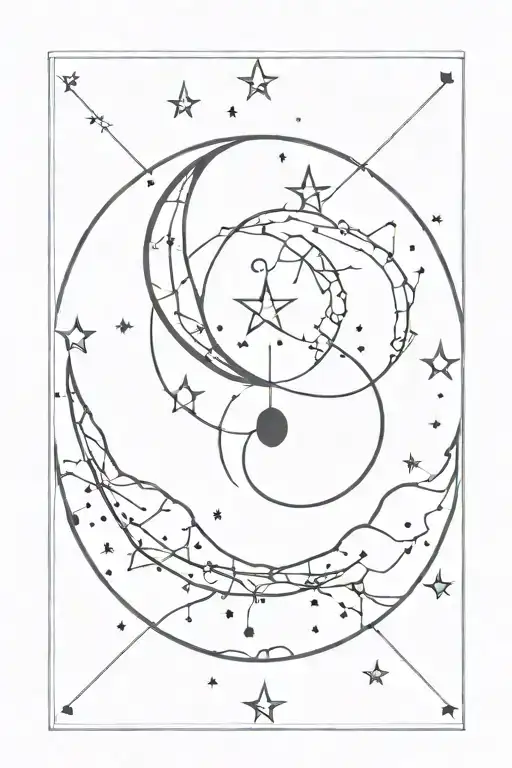 moon little stone and gemini constillation tattoo design idea