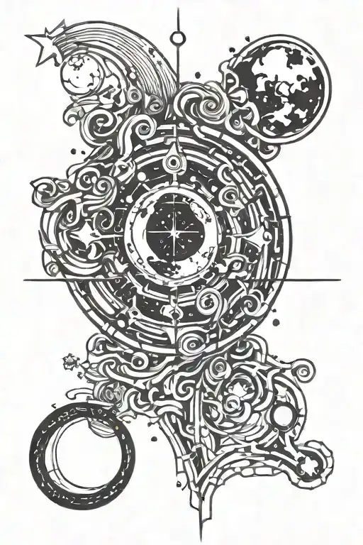 moon little stone and gemini constillation tattoo design idea