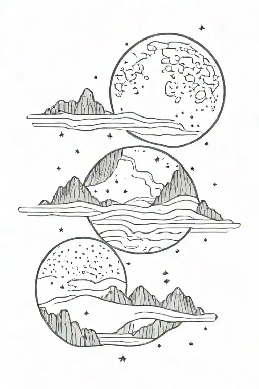 moon small boulder and gemini constillation tattoo design idea