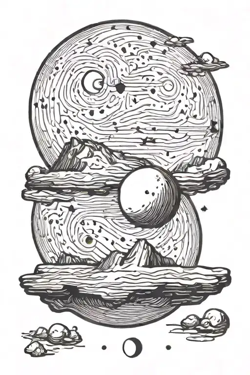 moon small boulder and gemini constillation tattoo design idea