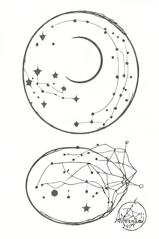 moon little stone and gemini constillation tattoo design idea