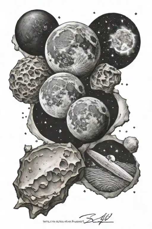 moon small boulder and gemini constillation tattoo design idea
