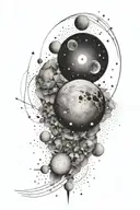 moon and small boulder and gemini constillation tattoo design idea