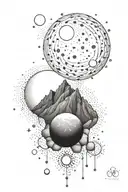 moon and small boulder and gemini constillation tattoo design idea