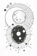moon and small boulder and gemini constillation tattoo design idea