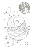 moon small boulder and gemini constillation tattoo design idea