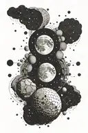 moon and small boulder and gemini constillation tattoo design idea