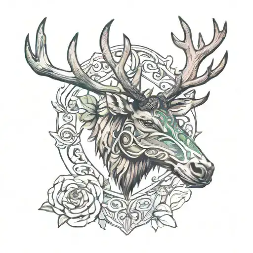 irish elk tattoo design idea