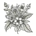 herbs intertwined with flowers tattoo design idea