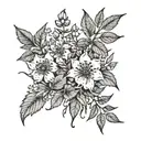 herbs intertwined with flowers tattoo design idea