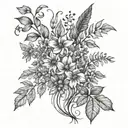herbs intertwined with flowers tattoo design idea