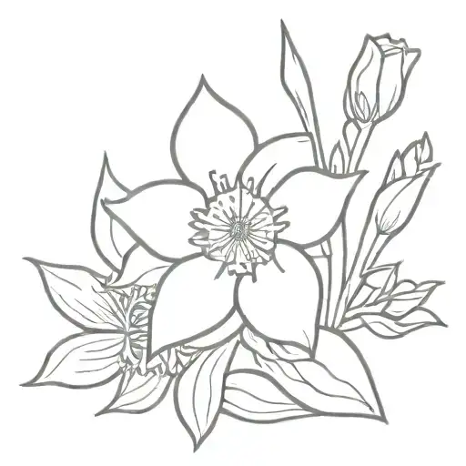 single aster and single daffodil tattoo design idea