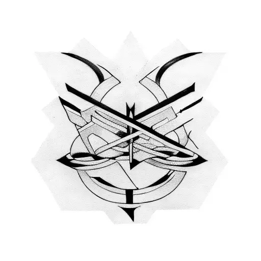 A tattoo design incorporating the Linkin Park logo intertwined with musical notes and instruments tattoo design idea