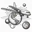 A Christian cross with a globe and airplane, representing your faith and passion for traveling as a flight attendant tattoo design idea