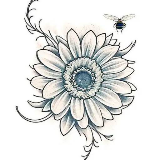 bee, gerbera, semi colon tattoo design idea