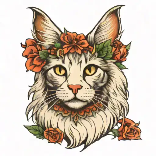 white maine coon seal tattoo design idea