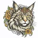 cat seal Maine Coon tattoo design idea