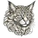 cat seal Maine Coon tattoo design idea