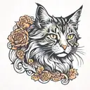 cat seal Maine Coon tattoo design idea