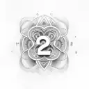 I would like to request a tattoo design of the number 21. However, I would like the number 1 to be composed of the numbe tattoo design idea